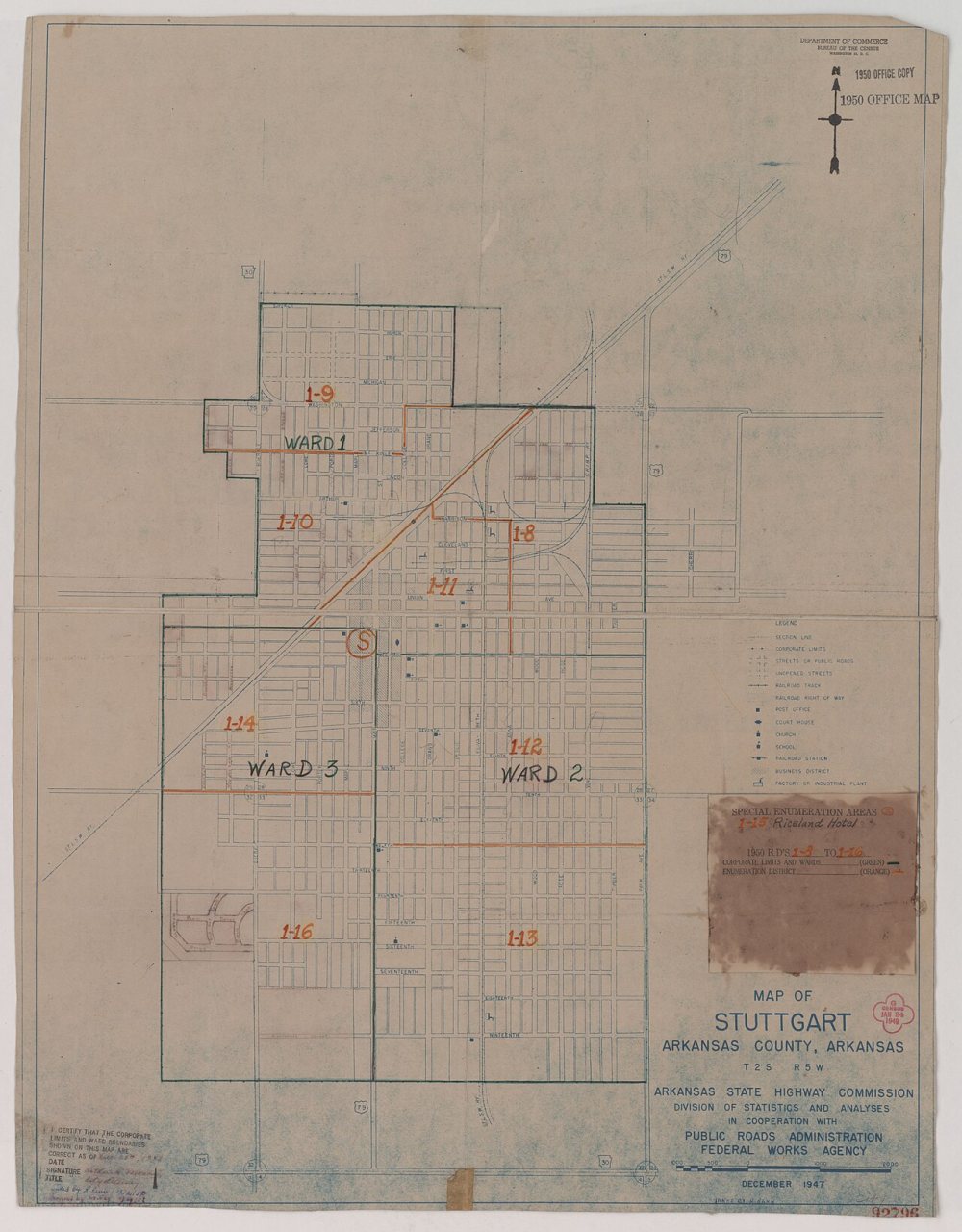 1950 Census Enumeration District Maps - Arkansas - Arkansas County - Stuttgart - ED AR 1-8 to 16