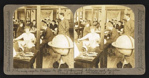 Physiography lesson by the Underwood stereograph system, high school Plainfield, N.J