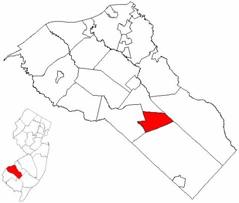 Map of Gloucester County highlighting Clayton Borough