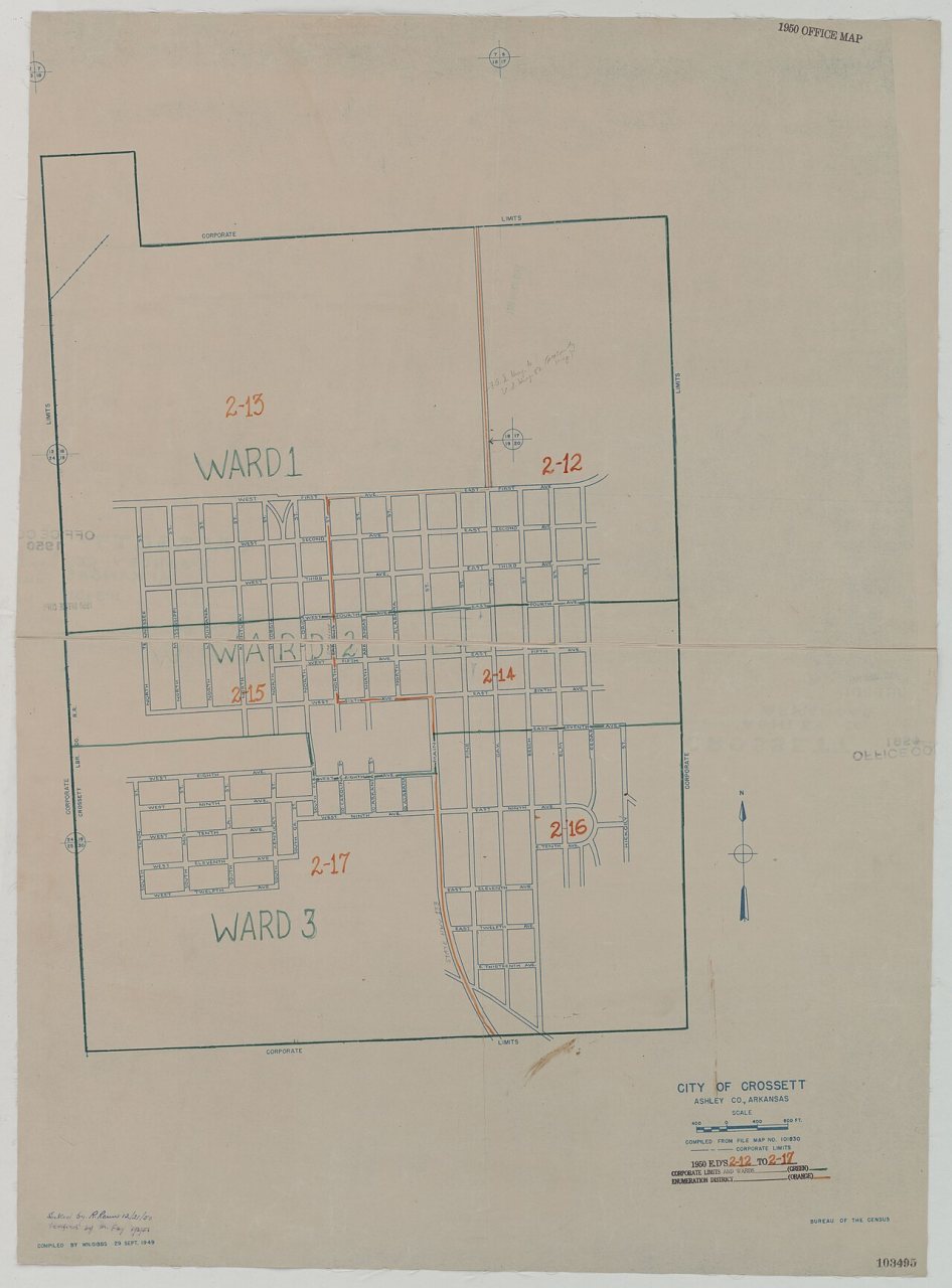 1950 Census Enumeration District Maps - Arkansas - Ashley County - Crossett - ED AR 2-12 to 17