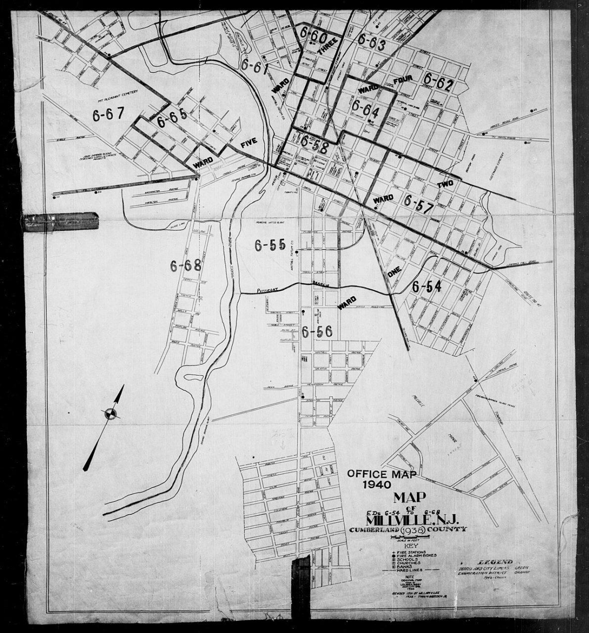 1940 Census Enumeration District Maps - New Jersey - Cumberland County - Millville - ED 6-54 - ED 6-68