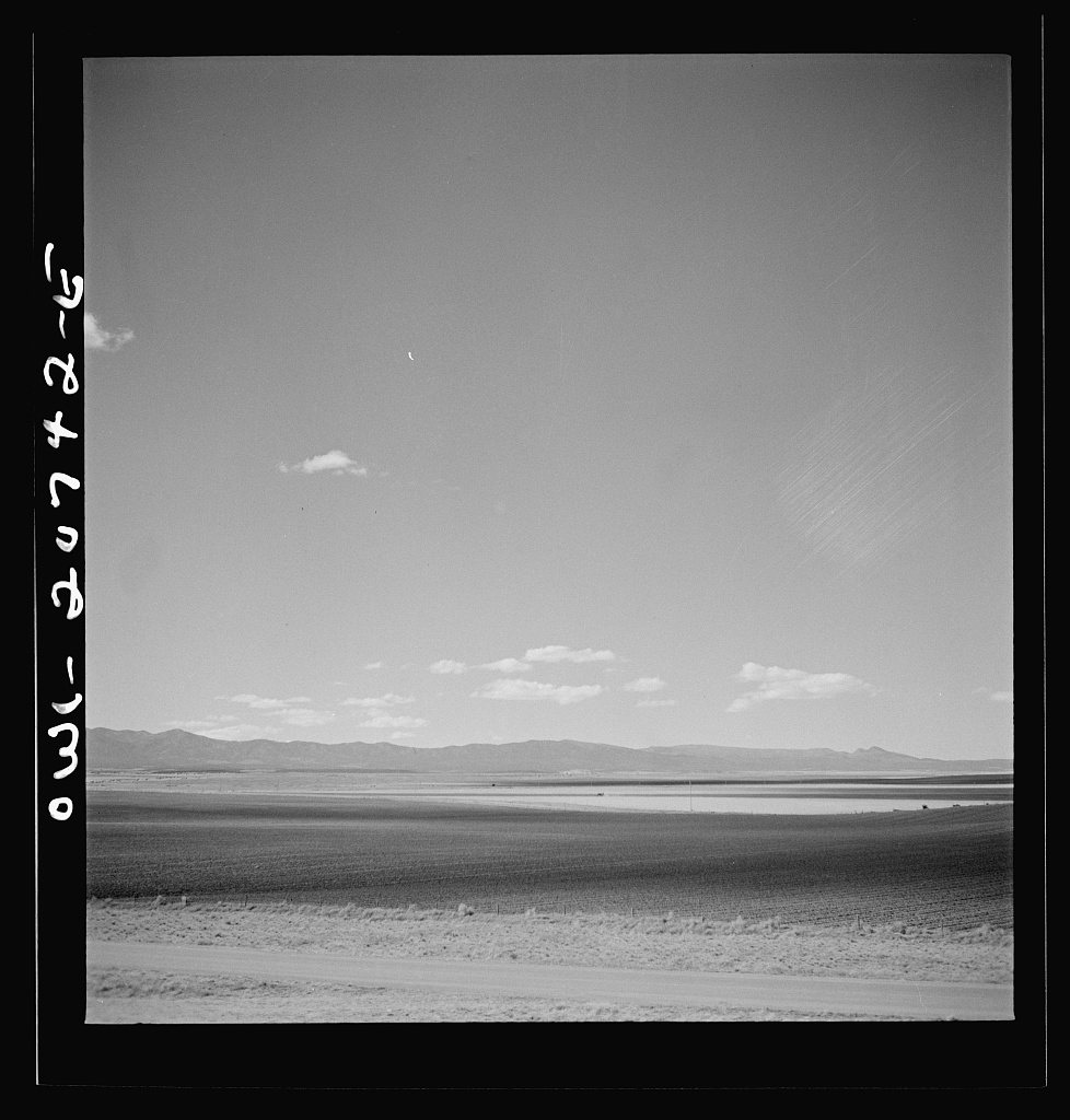Mountainair, New Mexico. A cultivated field along the Atchison, Topeka and Santa Fe Railroad between Vaughn and Belen, …