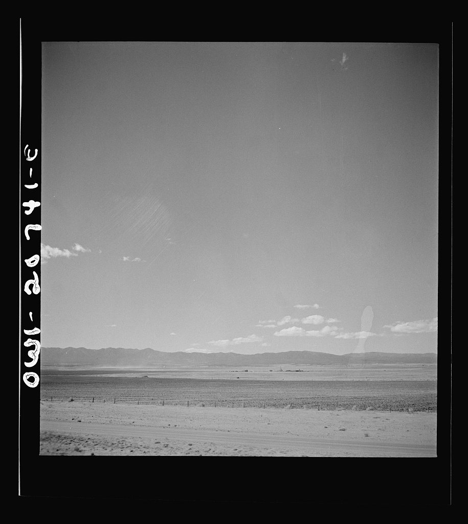 Untitled photo, possibly related to: Mountainair, New Mexico. A cultivated field along the Atchison, Topeka and Santa F…