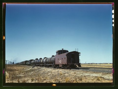 Santa Fe R.R. west bound freight stopping for water