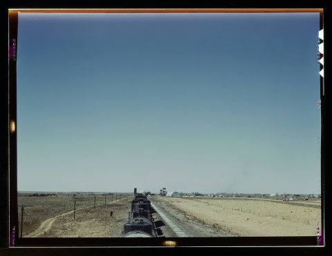 Westbound freight train stopping for water