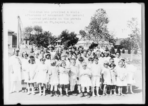Children who provided a whole afternoon of amusement for several hundred patients on the parade ground at Ft. Bayard, N…