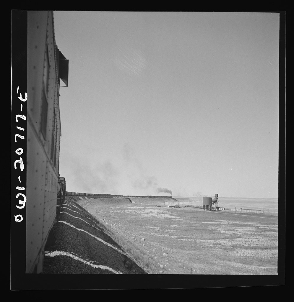 Vaughn, New Mexico. A train on the Atchison, Topeka and Santa Fe Railroad between Vaughn and Belen, New Mexico passing …