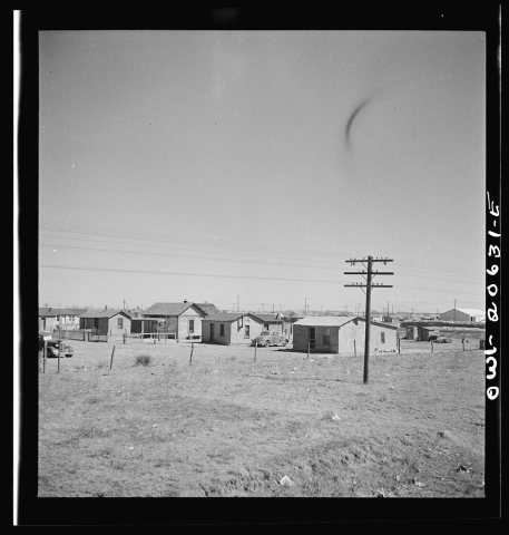 Clovis, New Mexico. Passing the outskirts along the Atchison, Topeka and Santa Fe Railroad between Clovis and Vaughn, N…