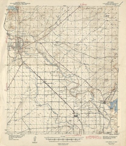 Carlsbad, New Mexico Quadrangle Topographical Map, 1943