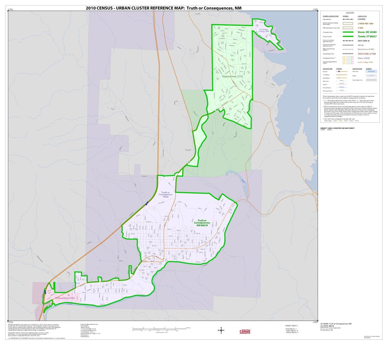 2010 Census Urban Cluster Reference Map for