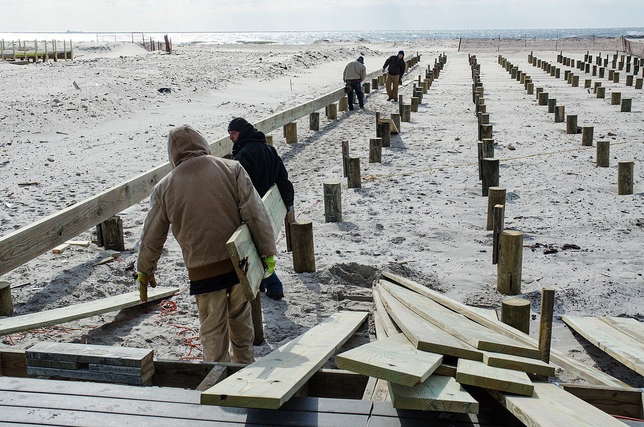 Atlantic Beach, N.Y., Feb. 20, 2013 -- At The Sands Atlantic Beach, workers continue to rebuild despite the cold temper…