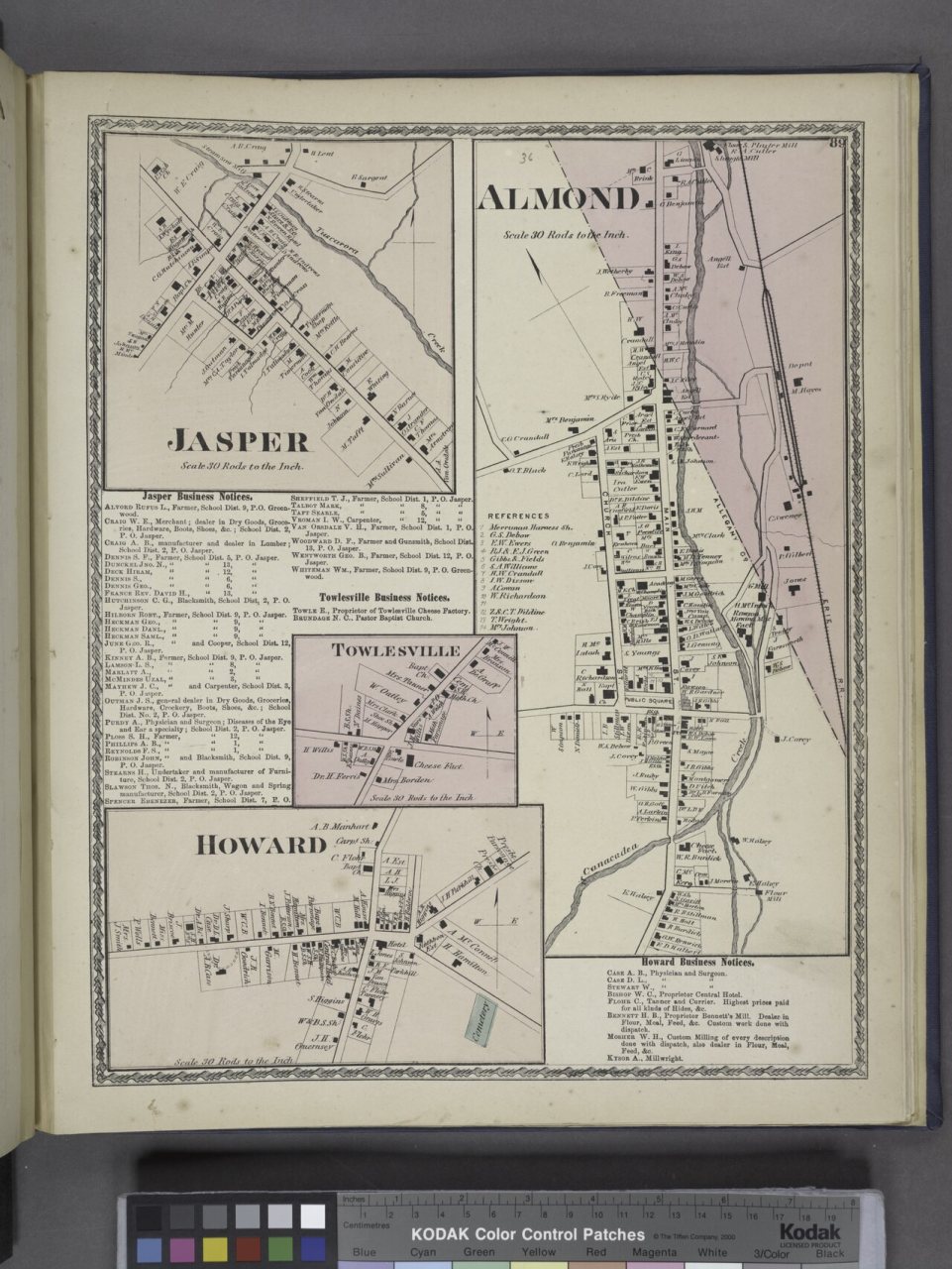 Jasper (Village); Jasper Business Notices.; Towlesville Business Notices.; Towlesville (Village); Howard (Village); Alm…