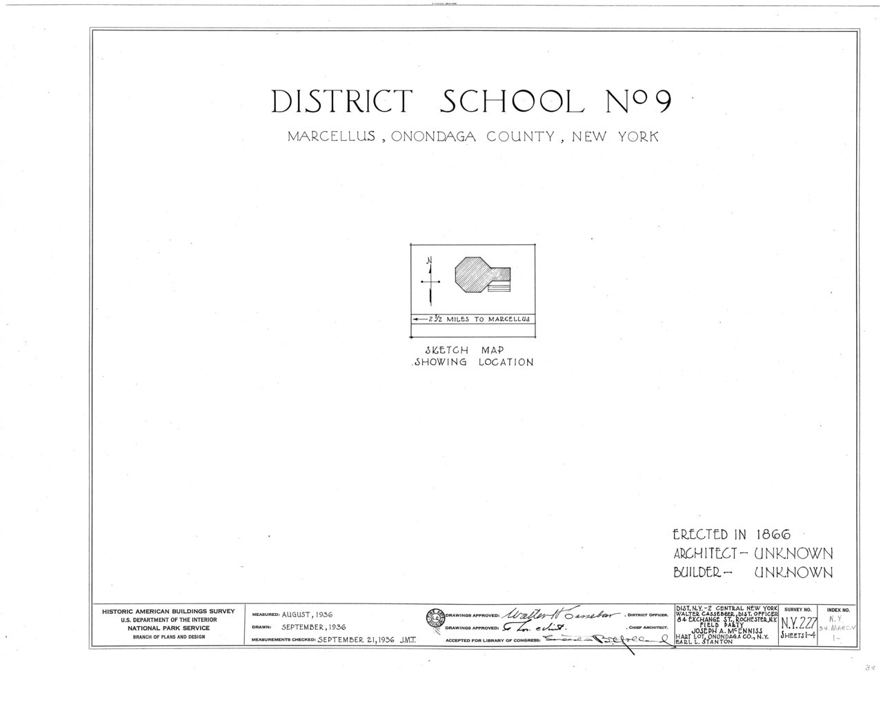 HABS NY,34-MARC.V,1- (sheet 0 of 4) - District School Number 9