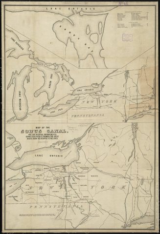 1850s Map of the Sodus Canal, and the internal improvements connecting with it forming the great route from the Atlanti…