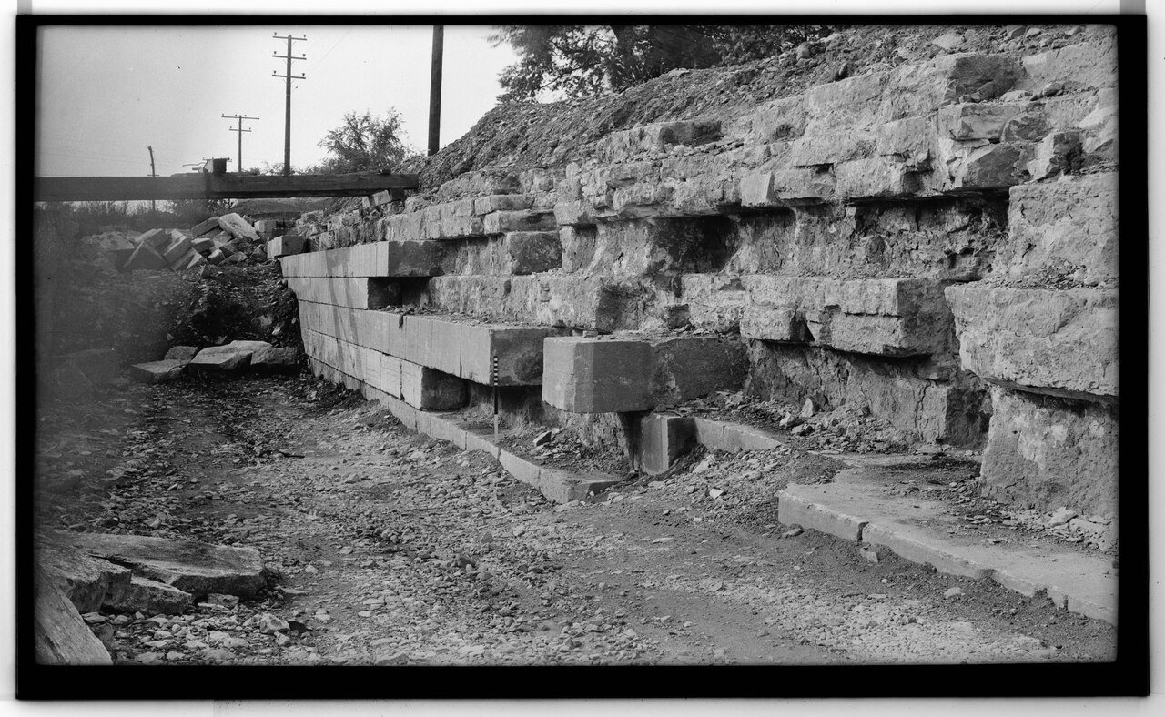 Historic American Buildings Survey, Walter H. Cassebeer, Photographer June 1936, DETAIL OF DEMOLITION, NORTH LOCK, WEST…