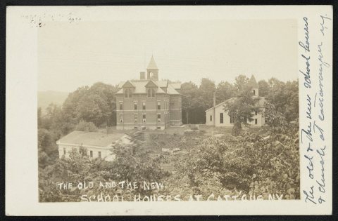 The old and the new school houses at Cattaraugus, N.Y