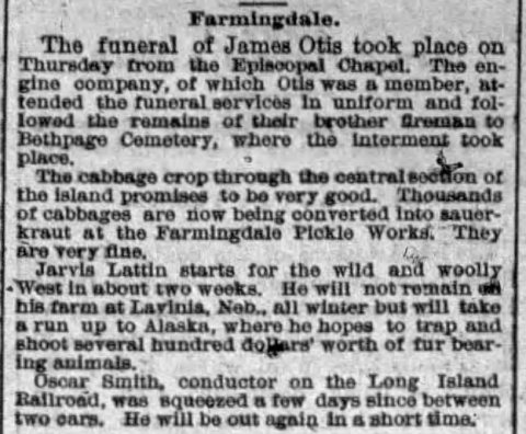 Jarvis Andrew Lattin (1853-1941) in The Brooklyn Daily Times of Brooklyn, New York on September 15, 1890