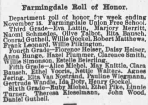 Eva Ariel Lattin (1892-1939) in the The Brooklyn Daily Times of Brooklyn, New York on November 16, 1901