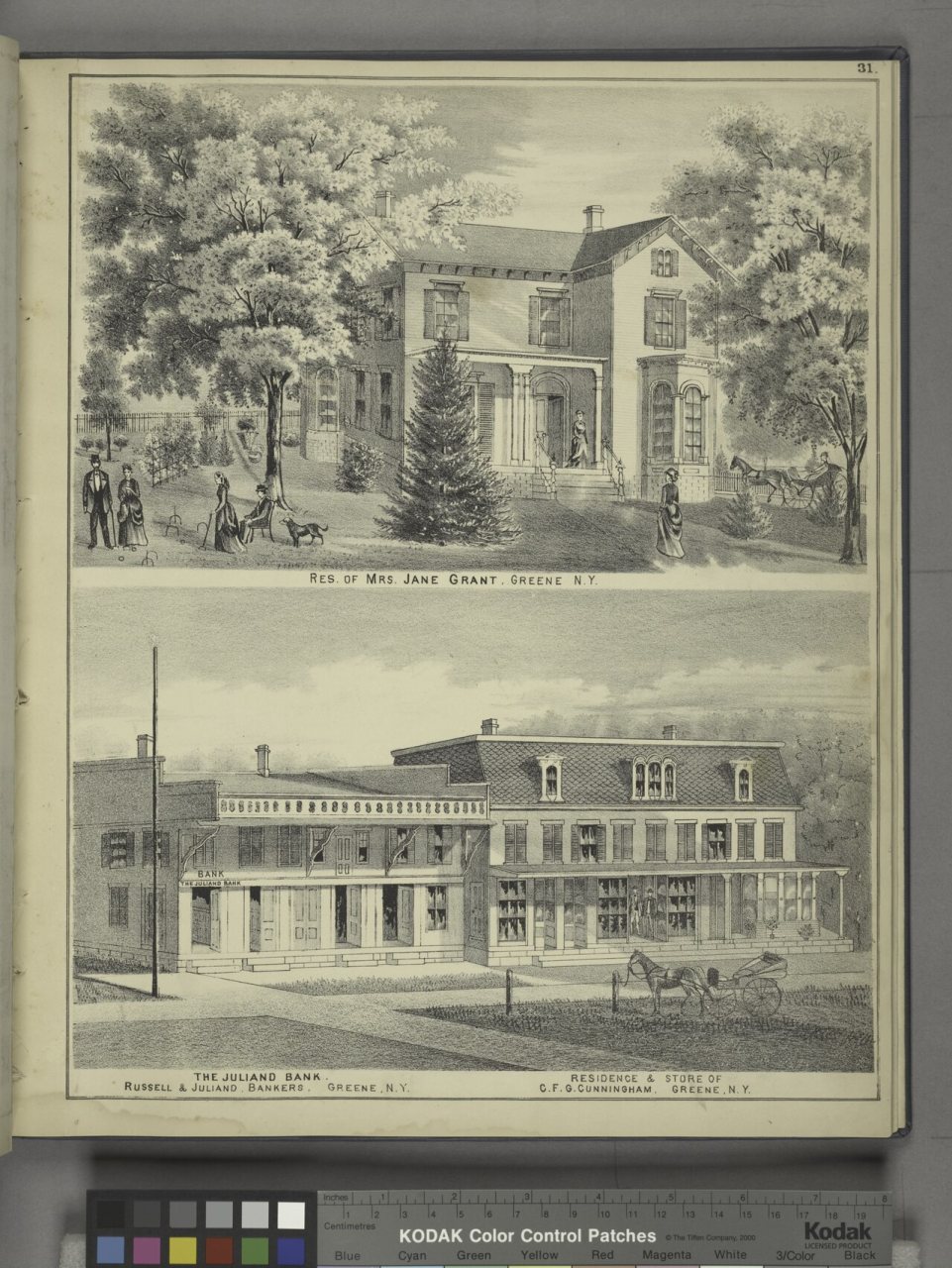 Res. of Mrs. Jane Grant, Greene N.Y; The Juliano Bank. Russell and Juliano, Bankers, Greene, N.Y; Residence and Store o…