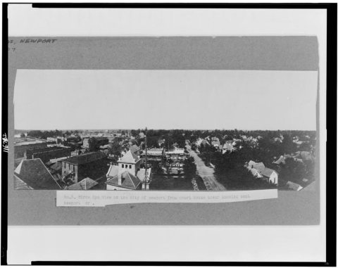 Bird's-eye view of the city of Newport from court house tower looking east