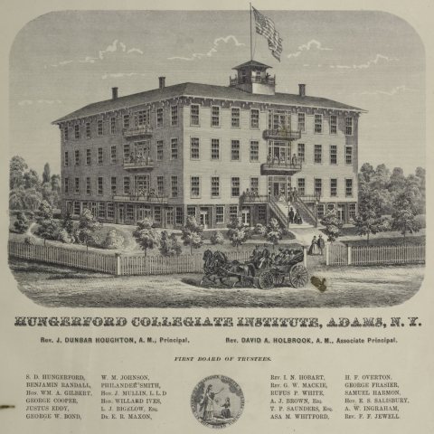 Hungerford Collegiate Institution, Adams, N.Y. Rev. J. Dunbar Houghton, A. M., Principal , Rev. David A. Holbrook, A. M…