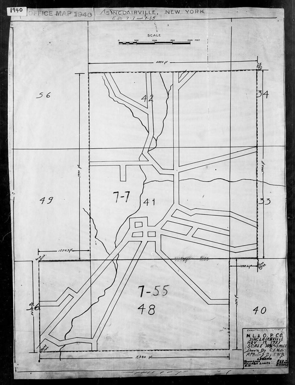 1940 Census Enumeration District Maps - New York - Chautauqua County - Sinclairville - ED 7-7, ED 7-55