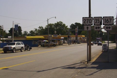 US 270 intersects US 167 and AR 35 in