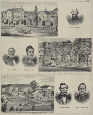 Residence of Capt. B.K. Buxton, Town of Hamburg; Braley K. Buxton.; Geo. M. Pierce.; Mrs. Geo. M. Pierce; Residence of …