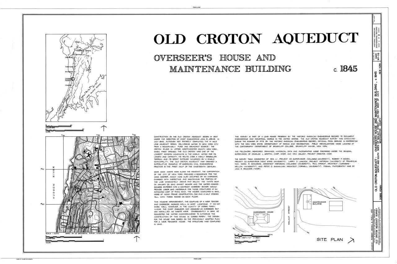 HAER NY,60-DOBF,2A- (sheet 1 of 2) - Old Croton Aqueduct, Overseer's House, Walnut Street