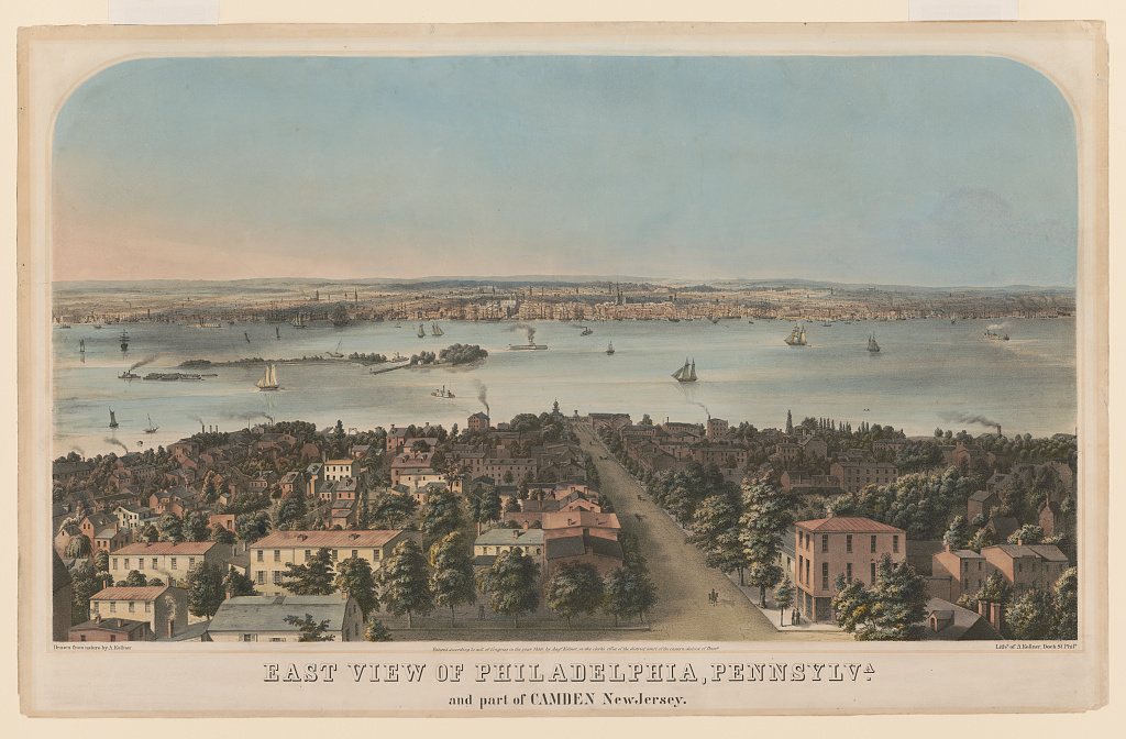 East view of Philadelphia, Pennsylva. and part of Camden, New Jersey