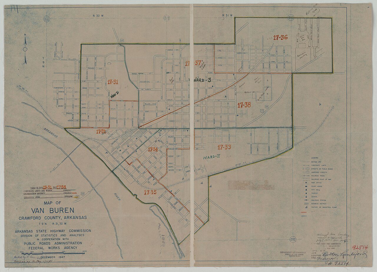1950 Census Enumeration District Maps - Arkansas - Crawford County - Van Buren - ED AR 17-31 to 38