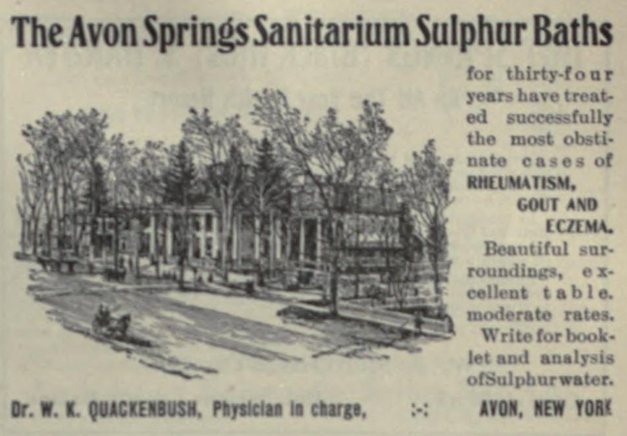 Avon Springs Sanitarium Sulphur Baths ("American medical directory", 1906 advert)