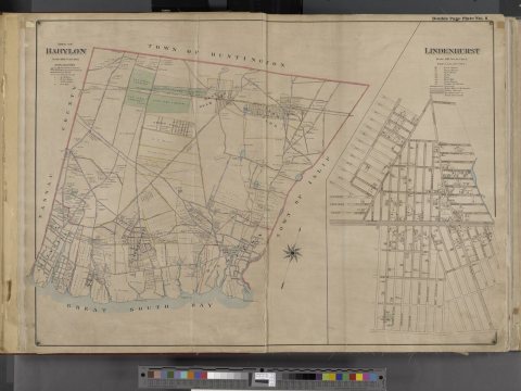 Suffolk County, V. 1, Double Page Plate No. 1 (Map bounded by Town of Huntington, Town of Islip, Great South Bay, Nassa…
