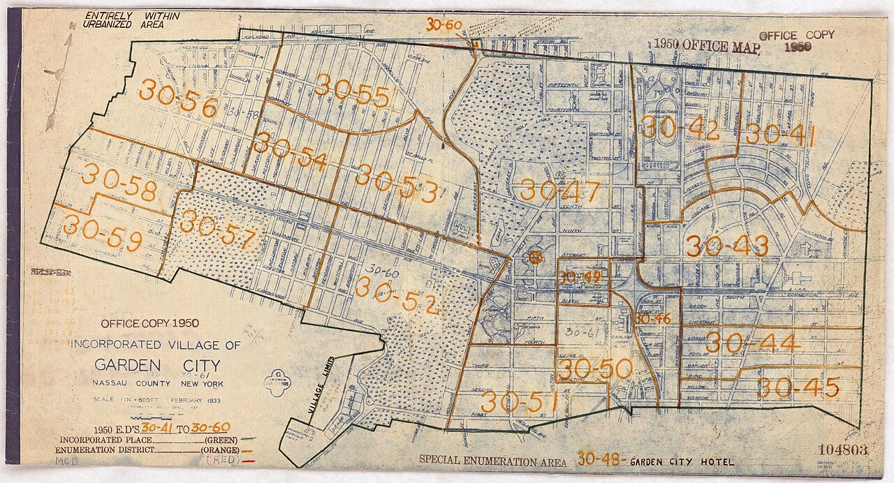 1950 Census Enumeration District Maps - New York (NY) - Nassau County - Garden City - ED 30-41 to 60