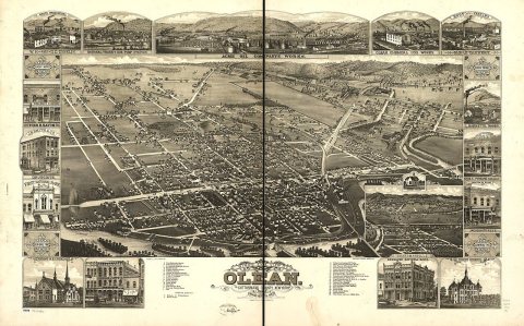 Bird's eye view of Olean, Cattaraugus County, New York 1882