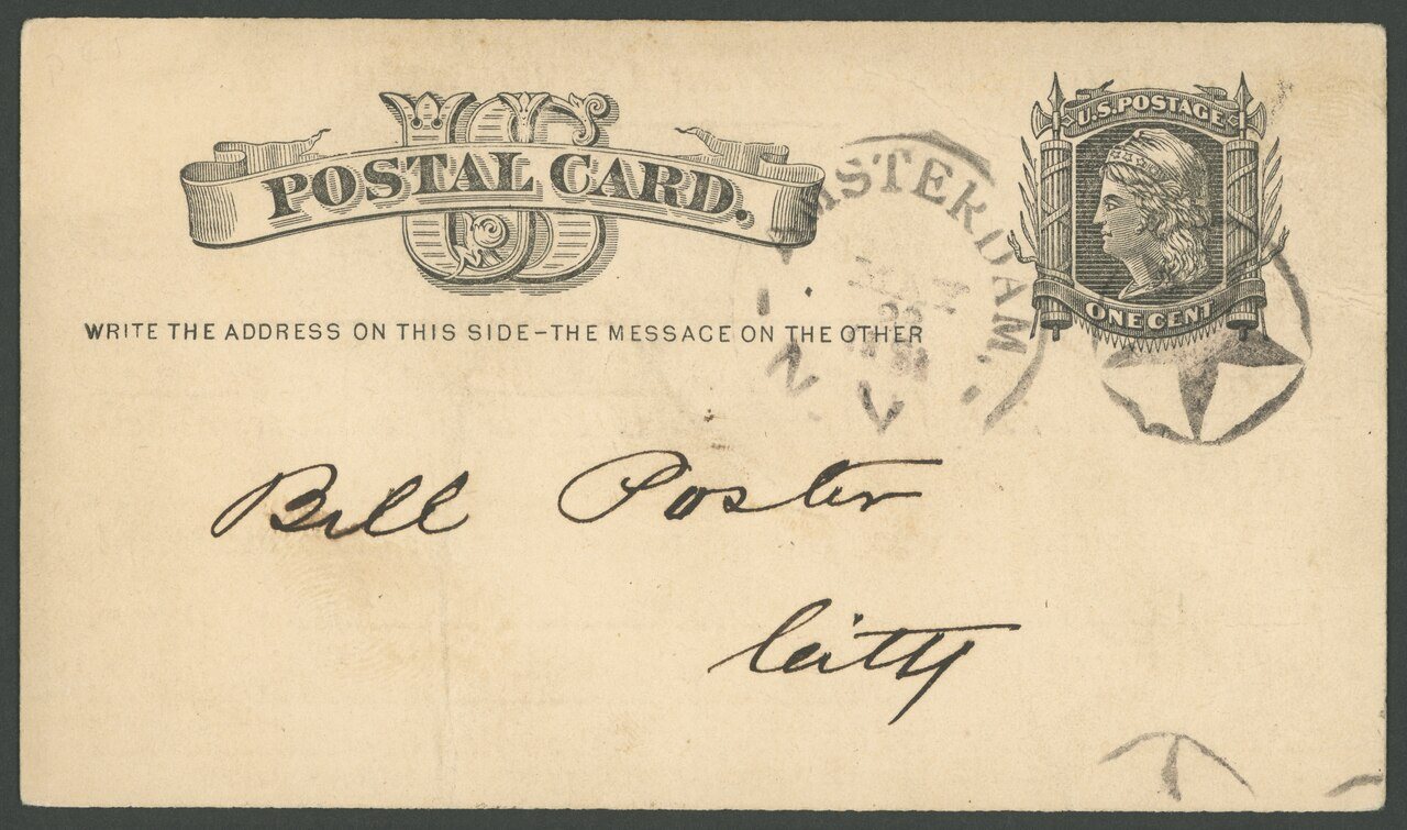 United States 1881 American Express Company postal card front