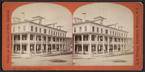 Lewis House, Binghamton, N.Y.Alternate Title: Views on the line of Erie Railway