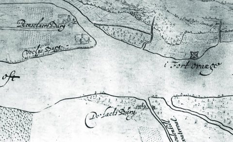 Fort Orange in c1630 Rensselaerswyck Map Detail (now