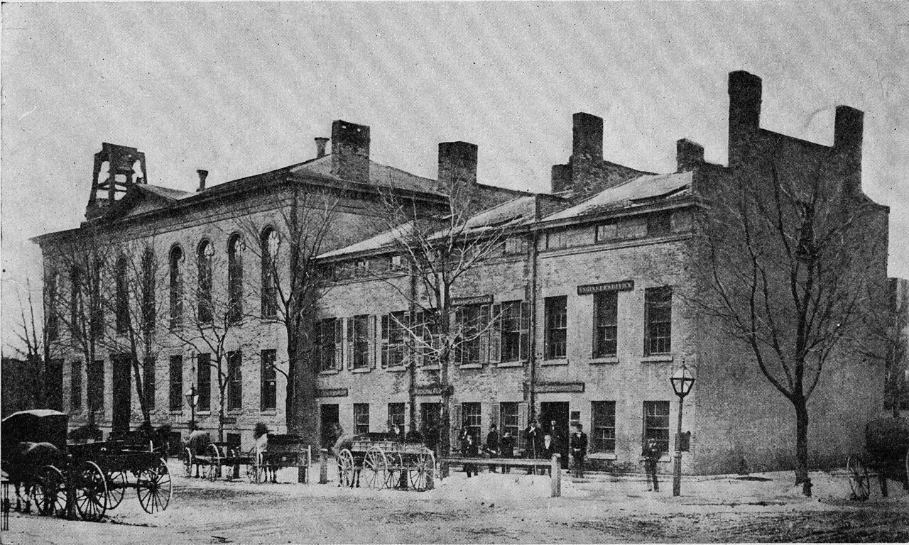 Franklin Street looking south from West Eagle Street, some time between 1852 and '76 (from Views of Old-Time
