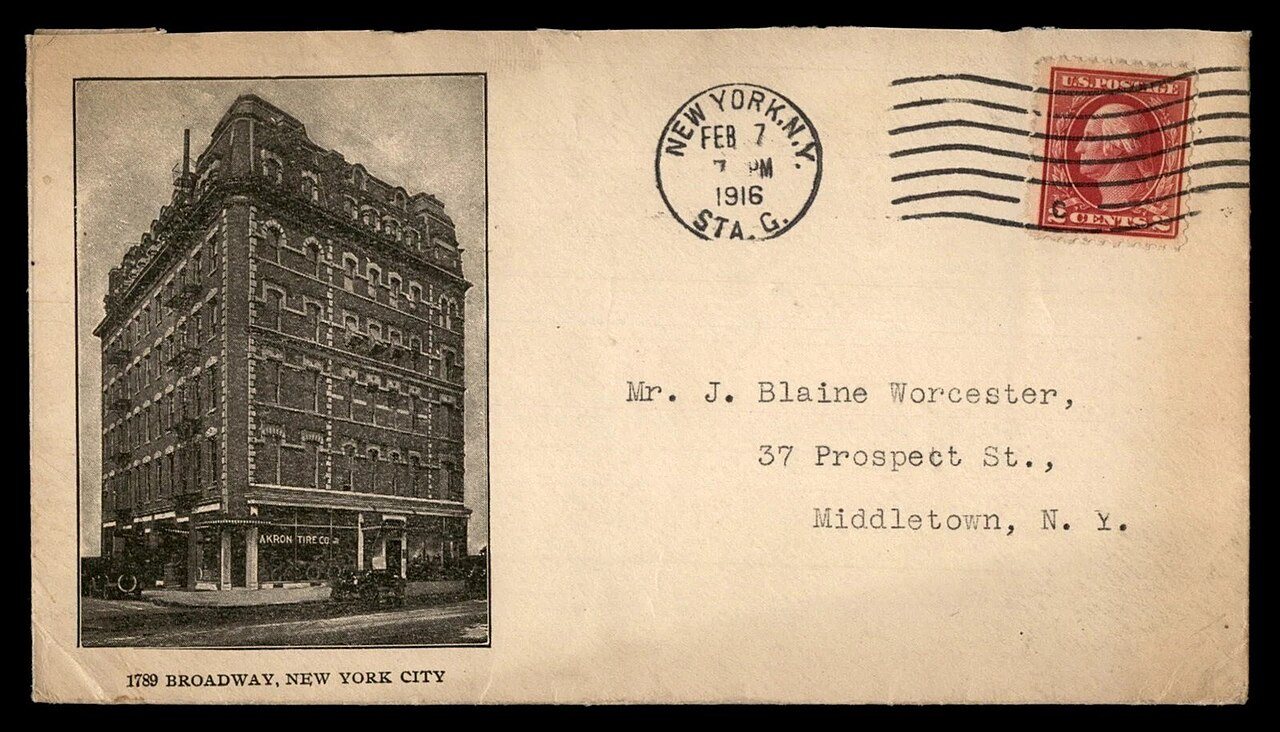 US 1916 New York city to Middletown commercial Ad Cover