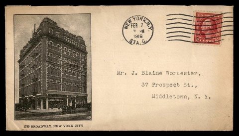 US 1916 New York city to Middletown commercial Ad Cover