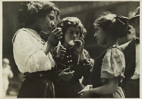 Noon in East Side factory district, New York, 1912
