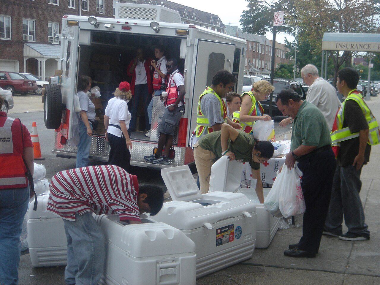 Giving out ice in Astoria 3