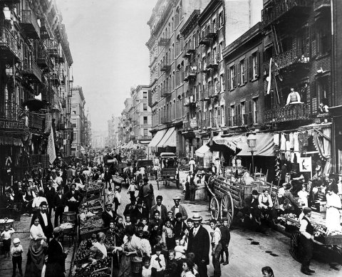 Overvolle New Yorkse straat, ca 1900, SFA001008785