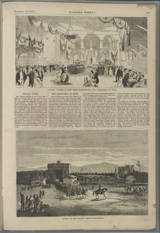 Celebration of Italian unification in New York City and Italian troops entering Rome