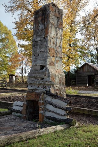 Surviving chimney at Reed's Bridge Battleground Park