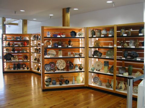 Pottery display at the North Carolina Pottery Center