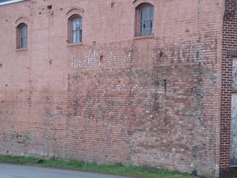 Old Fort, North Carolina April 2014 - Brick buidling with faded lettering