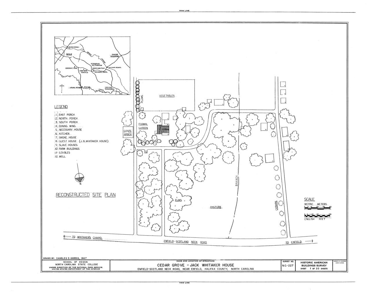 HABS NC,42-ENFI.V,1- (sheet 1 of 20) - Cedar Grove, Scotland Neck Road