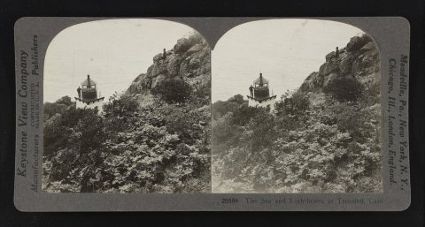 The sea and lighthouse at Trinidad, Calif